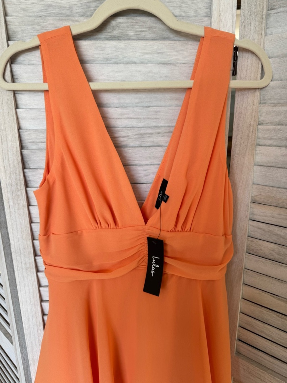 Lulu's Celebration Time Light Orange Tiered Midi Dress - Picture 5 of 7